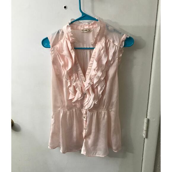 Converse One-Star Pink Ruffled V-Neck Top M Casual Angelcore Preppy Y2K Boho - Picture 3 of 12
